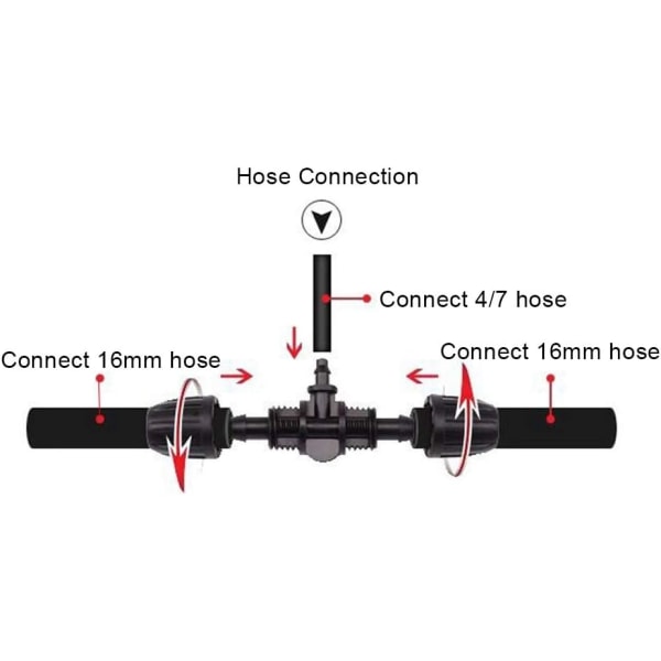 10 stk. 16 mm til 4/7 Have Lås Barbed T-Forbindelse Universal Slange