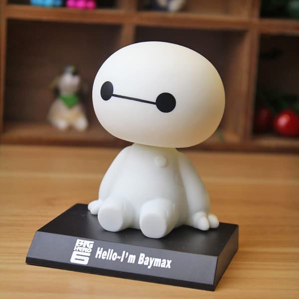 Söt Baymax Bobblehead med Bas & 360 Grader Roterande Huvud