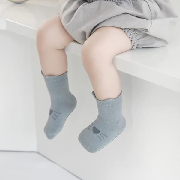 2 par baby strømper, skridsikre bomuldsstrømper, børnestrømper til drenge