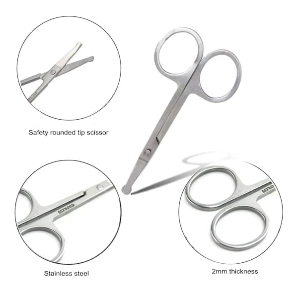 3-pack små ögonbryns- och näshårssaxar, skäggtrimmer
