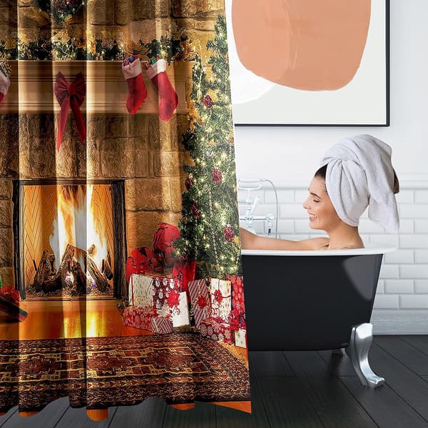 4-delad duschdraperisets, God Jul Glad Jul Ab