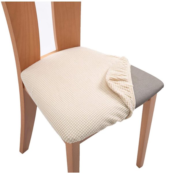 Stretchbar stolöverdrag kontor hem kvadratisk stolsdyna (Beige
