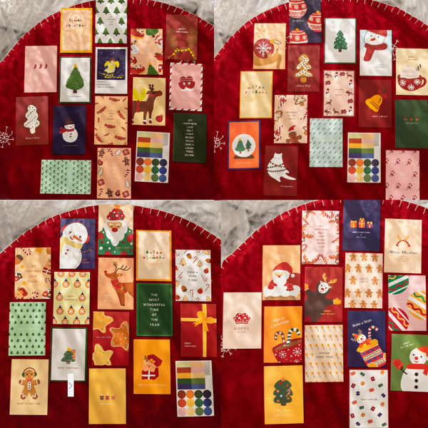 60 juldekorativa kort Set Tecknad söt present 10 *