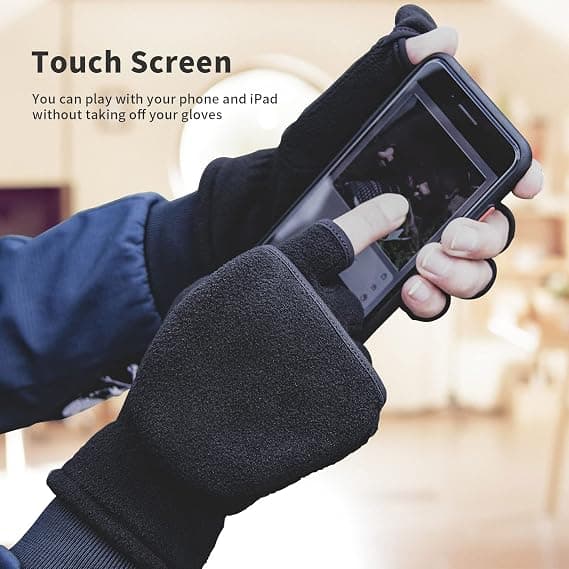 Vinterkonvertible Handsker Flip Top Vanter Varmt Polar Fleece til
