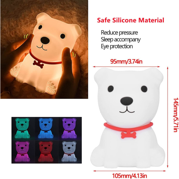 Hund nattlampa för barn, baby nattlampa, silikon LED natt