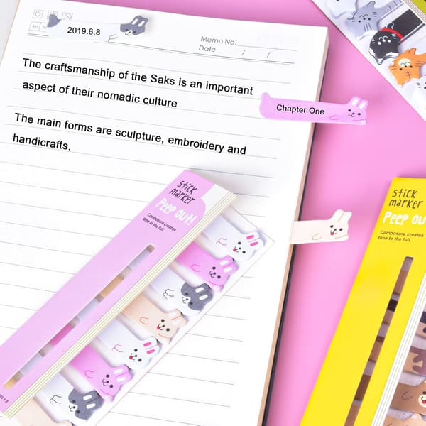 Søte Dyre Sticky Notes, 4 stk Dyreformede Limlapper, Mini