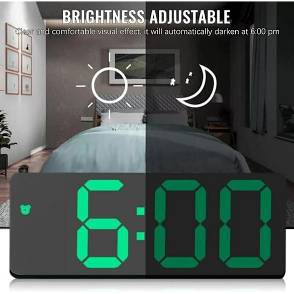 Vækkeur LED Display Digital Spejl Vækkeur Batteri Pl DXGHC