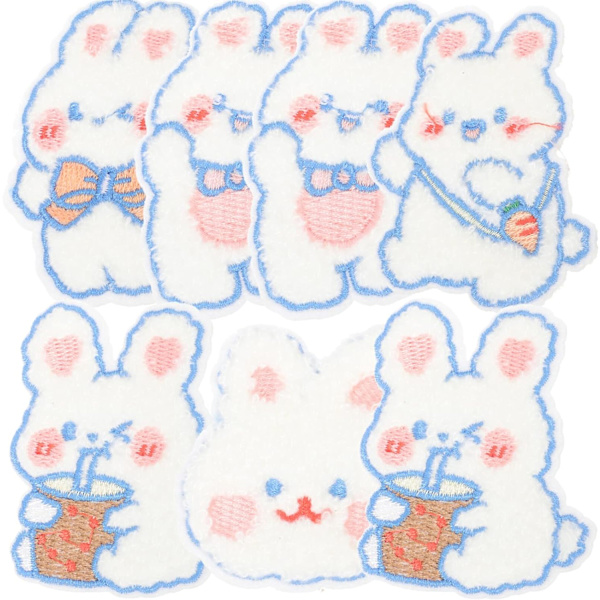 7 Stykker Broderte Lappesøm DIY Lappesøm Broderte Kaninlapp
