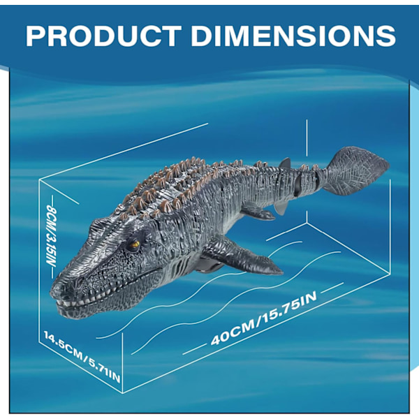 1 set Mosasaurus dinosaurie leksaker, uppgradera fjärrkontroll vattenleksak, poolleksaker för barn i åldrarna 4-8, RC Dino med ljus och spr