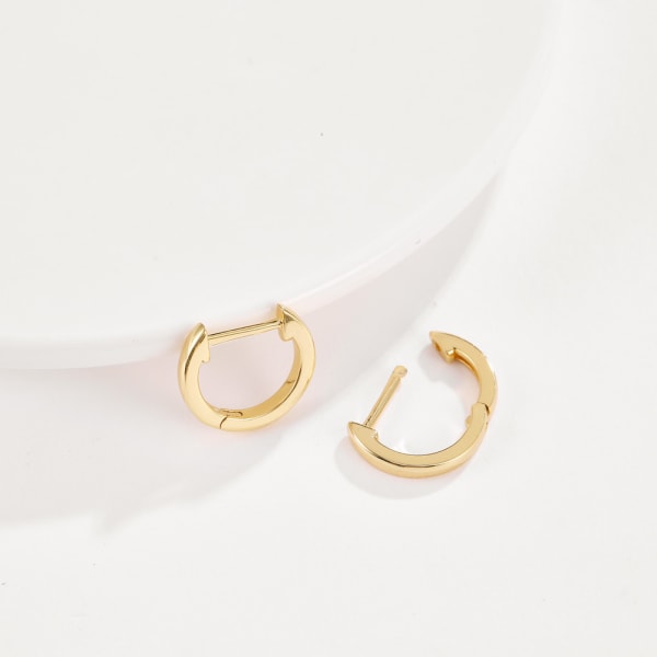 14K Guldförgyllda, Guld, S925 Sterling Silver Cuff Örhängen Huggie