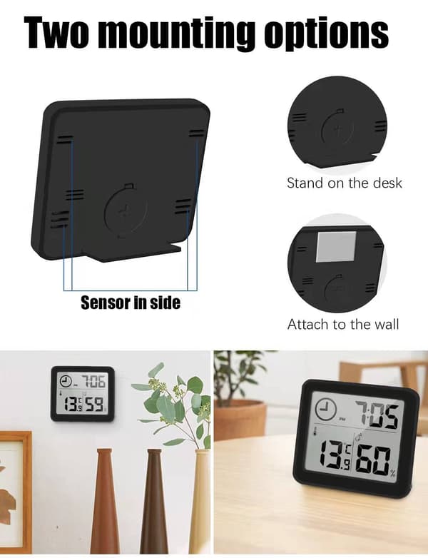 Digital Termometer/Hygrometer 3.2” LCD Stor Skjerm Innendørs A