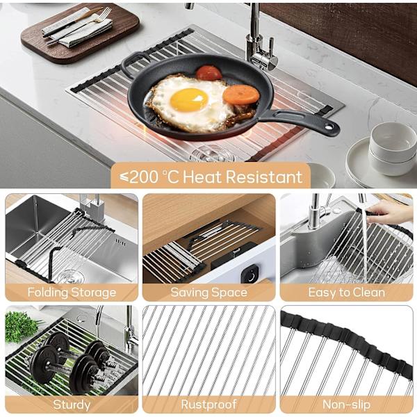 Foldbar Oppvaskstativ 48*23.5cm Hjørne Oppvaskstativ STAINLESS STE