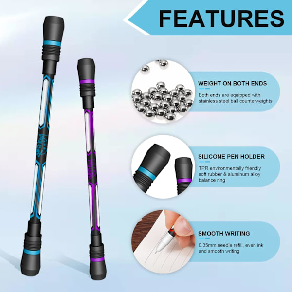 4 stk. Anti-Slip Rotary Pen, Anti-Slip Coating Rotary Pen og Rotary