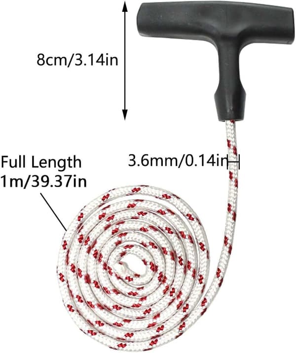 Startkabel for gressklipper, starttau med 3 deler