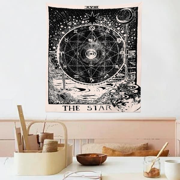 Seinälle ripustettava tarot-tyylinen seinävaate taika kuu vuodevaate suuri t