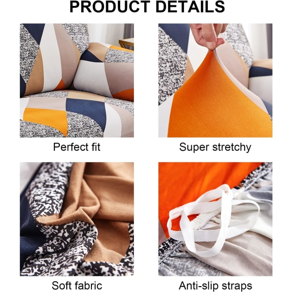 Tryckt Stretch Soffaöverdrag, Modern Halksäker 3-Sits Elastisk Soffaöverdrag