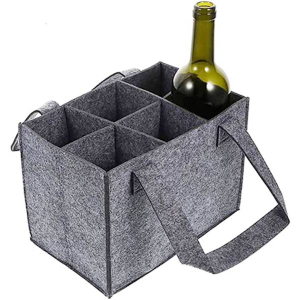 Flaskebærer, veske for 6 flasker, transportveske for flasker, bil