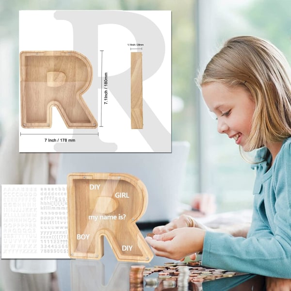 Personligt Spargrisa för Barn med Bokstäver A-Z Transparent