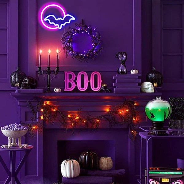 Neon-kyltit, kuu ja lepakko LED-neon-kyltit, seinäneon-kyltit USB/paristot