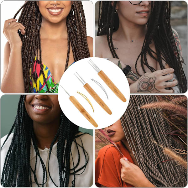 5 stycken Dreadlocks virkningsverktyg nålar inklusive 3 stycken D