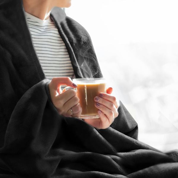 Fleece-tæpper Dobbelt Størrelse Sort 59\"x78\" Kasttæpper til Sofa &