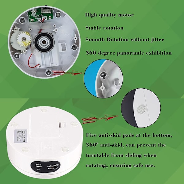 Elektrisk Drejeskive, 12cm Elektrisk Roterende Display Stativ, 360° Au