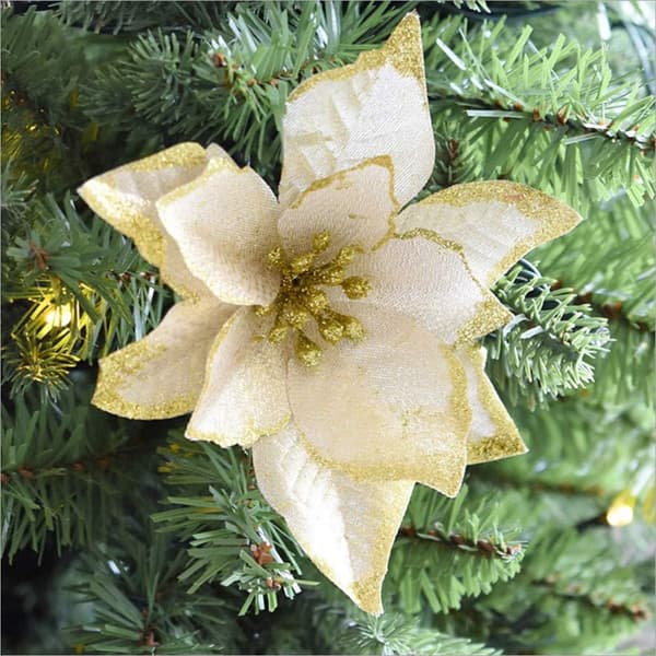 24-pack konstgjorda julstjärnor med glitter för jul