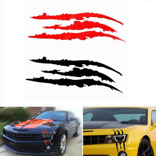 5 stk. Auto Bilklistermærker, Reflekterende Monsterklo Scratch Stripe M
