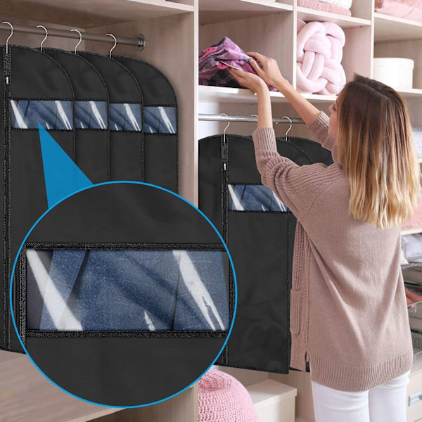 Vaatepussukat pölynkestäviä vaatepussukoita vetoketjulla 5 kpl 60 * 100cm