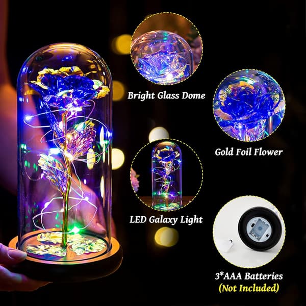 Led Enchanted Galaxy Rose Evig 24k Guldfolie Blomst Med Fe