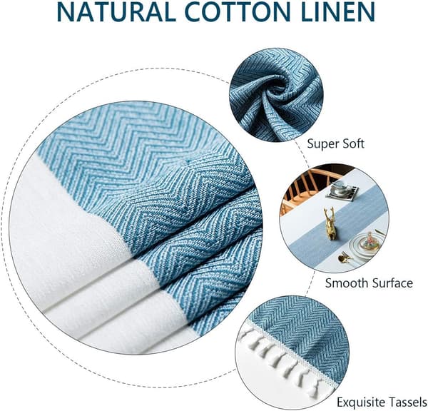 Duk, Broderte Bordduk Bomullslin Wrinkle Free Tab