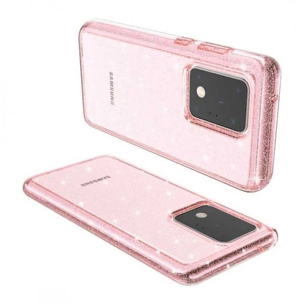 Samsung S20 Ultra Støtsikkert Telefondeksel Glitter Roségull Roségull