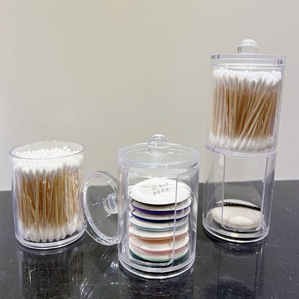 3 runde vatpindbokse Makeupfjerner vatopbevaringsboks sæt