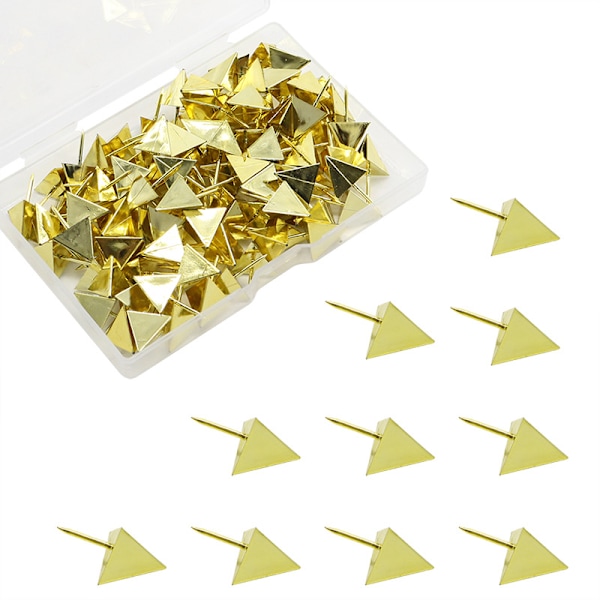 100 st Guld Push Pins, Dekorativa Push Pins med Stålspets Trian