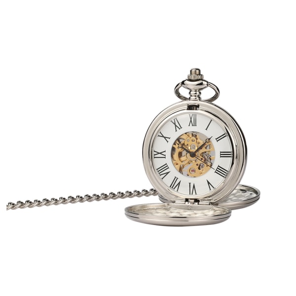 Double opening two sides non-automatic mechanical pocket watch