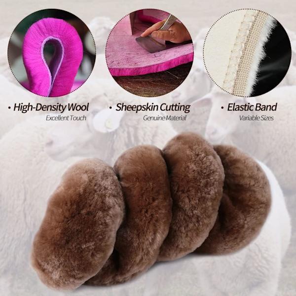 Bilrattstyreöverdrag, Söt Stil Fluffig Äkta Ull