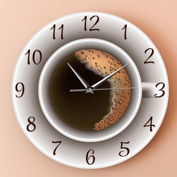 Foam Coffee Cup Theme Wall Clock Cafe Room Clock Home Kitchen Nor