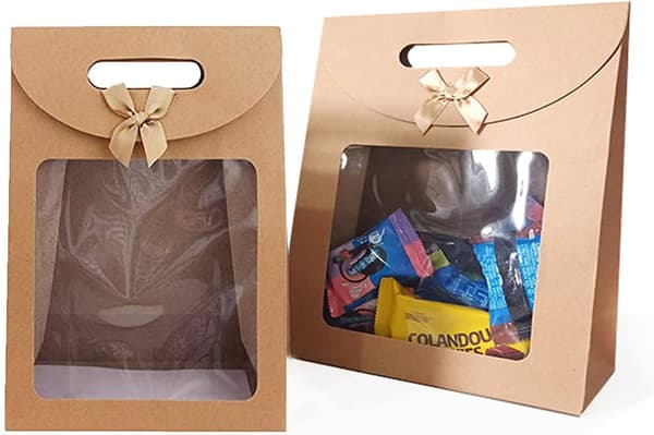 12 stykker Kraftpapirpose, gavepose med håndtak, gavepose med DXGHC