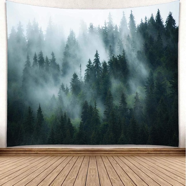 Foggy Forest Tapestry Wall Art Tapestry Wall Decor Forest Nat DXGHC