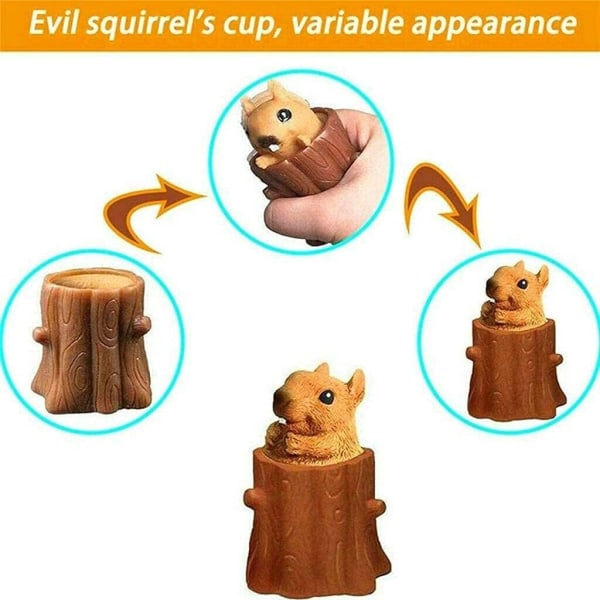 2 ST Set Squeeze Squirrel Toys Dekompression Evil Squirrel Cup,