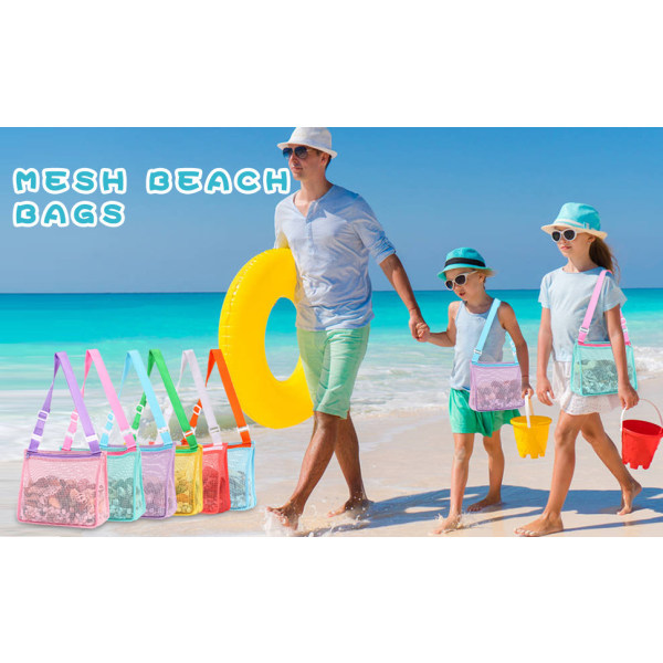 6st Beach Toys Mesh Beach Bags Barnsnäckor Collection Bag