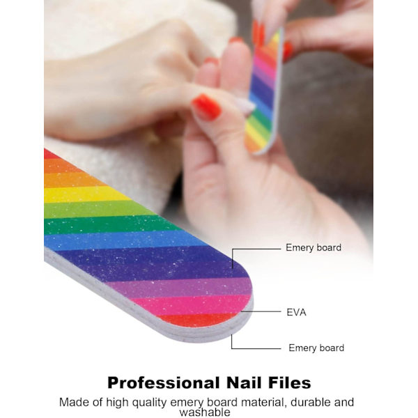 Nagelfil 100 st Emery Boards Manikyrverktyg, Böjda Fingernaglar