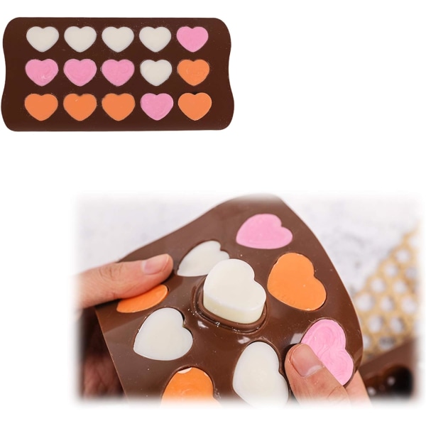 15 Hjerteformet Sjokoladeform Silikon Godteri Candy Mold
