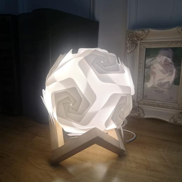 USB Plast DIY Puslespill Sammenføyning Nattelys Bordlampe med Tre