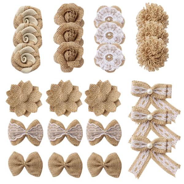 24 stycken säckvävsflugor DIY Jutefluga Retro Säckvävsfluga