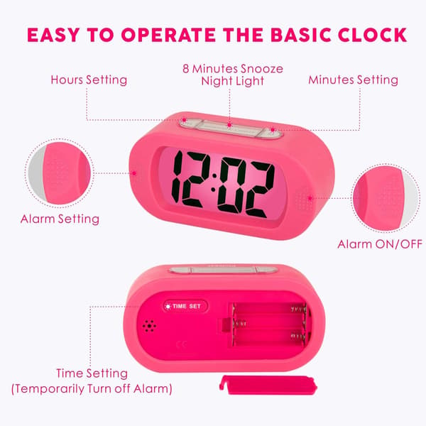 Elektronisk väckarklocka, morgonväckarklocka med stor LCD-display