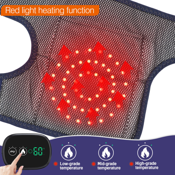LED rött ljus värmemassage knäskydd USB laddning armbågs knäled