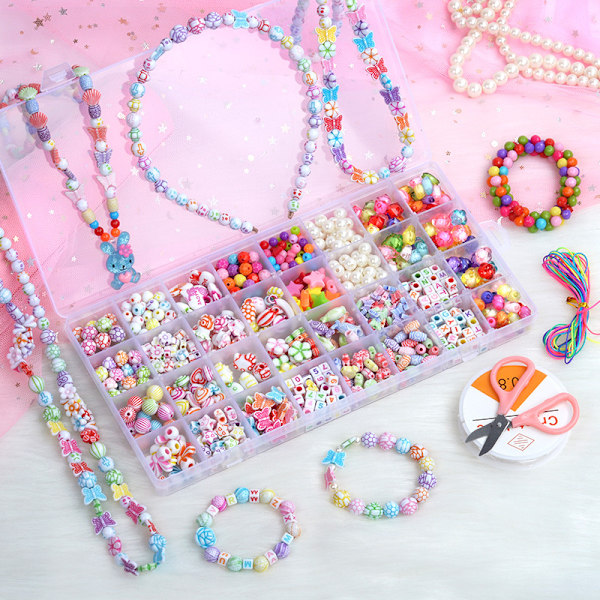 32 Perler-perler for barn, DIY-perle armbånd, sett