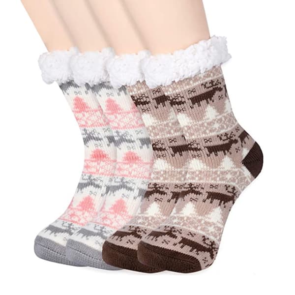 2 par julgolvsockor, vuxna dam snösockor, hem s