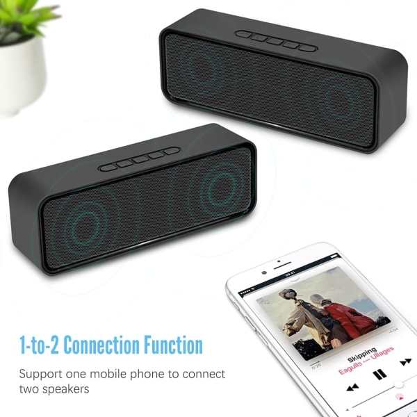 (Svart) Bärbar trådlös högtalare, Bluetooth 5.0-högtalare med 3D S